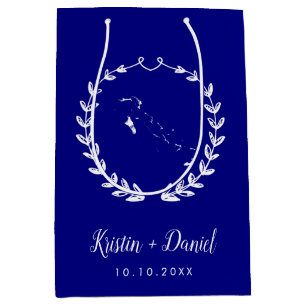 Sacola Para Presentes Média Marinho Azul O Mapa Bahamas Casamento Boas-vindas 