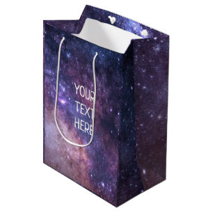 Sacola Para Presentes Média Marinho Blue Galaxy Starry Night Stars Moderno Méd