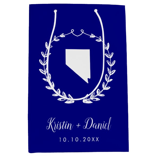 Sacola Para Presentes Média Marinho Blue Nevada Map Welcome Swag (Frente)