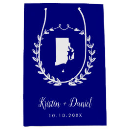 Sacola Para Presentes Média Marinho Blue Rhode Island Map Weding Swag Bem-vind