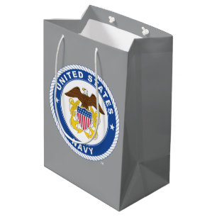 Sacola Para Presentes Média Marinho dos EUA   Agente Crest