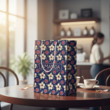 Marinho Personalizado Azul com Flores de Creme Sac