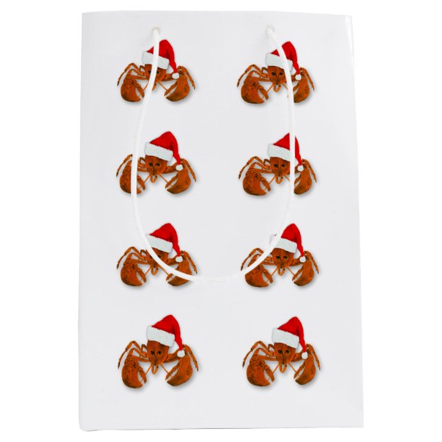 Sacola Para Presentes Média Maritime Santa Clause Lobster (Frente)