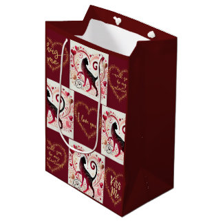 Sacola Para Presentes Média Maroon Cat - Papel de enrolamento