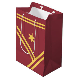 Sacola Para Presentes Média Maroon Dourado Diagonal Stripes Estrela - Gráfico 