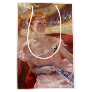 Sacola Para Presentes Média Mary Cassatt - Mulher com Colar Pérola em um Logot