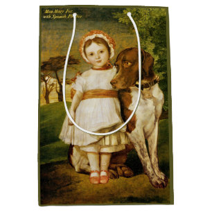 Sacola Para Presentes Média Mary Fox Com Seu Cachorro-Ponteiro Espanhol (G.F.