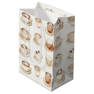 Sacola Para Presentes Média Mas Primeiro, Xícaras de Café