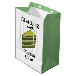 Sacola Para Presentes Média Matcha Green Cake Engraçado Aniversário