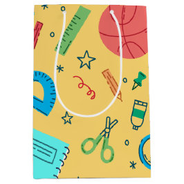 Sacola Para Presentes Média Materiais escolares amarelos de volta às aulas