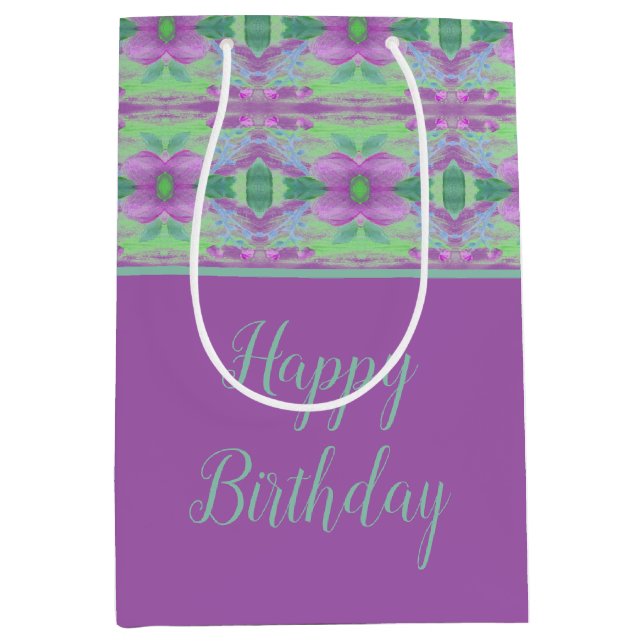 Sacola Para Presentes Média Mauve E Turquoise (Frente)