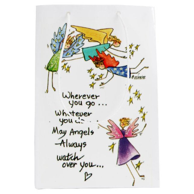 Sacola Para Presentes Média "May Angels Always Watch Over You" (Frente)