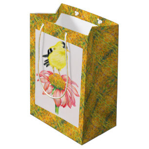 Sacola Para Presentes Média Med Gift Bag Goldfinch no Coneflower