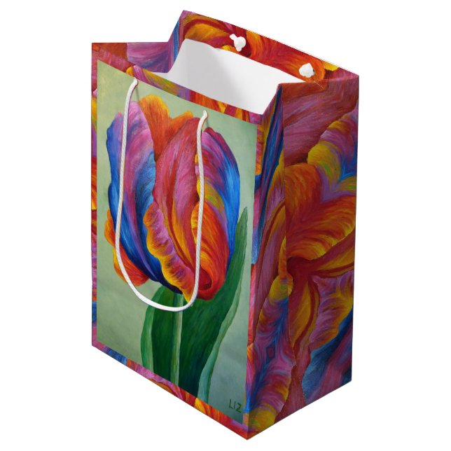 Sacola Para Presentes Média Med Gift Bag Rainbow Tulip #1 (Frente inclinada)