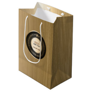 Sacola Para Presentes Média MEDALHA PERSONALIZADA DIY Ouro #1 Campeão EDITÁVEL
