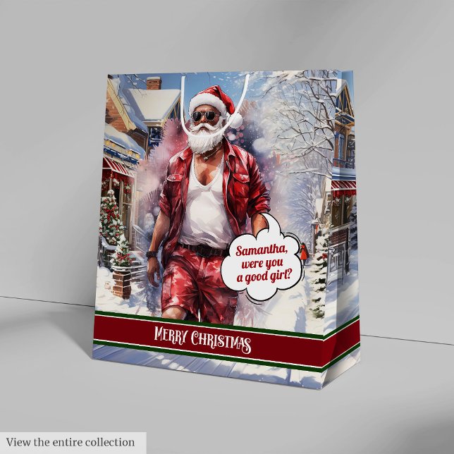 Sacola Para Presentes Média Medium Gift Bag Cool Santa Christmas Organizer (Medium Gift Bag Cool Santa Christmas Organizer)