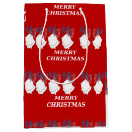 Sacola Para Presentes Média Medium Gift Bag Merry Christmas Red and White 