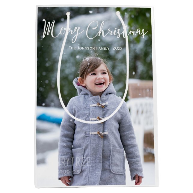 Sacola Para Presentes Média Meduim Neve Fotografias Com Sacos De Presente (Frente)