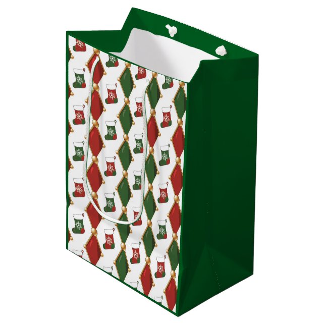 Sacola Para Presentes Média Meia de Natal  (Frente inclinada)