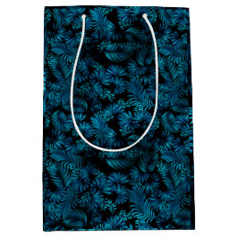Sacola Para Presentes Média Meia-noite Blue Hawaiai Palms Alto Gift Bag