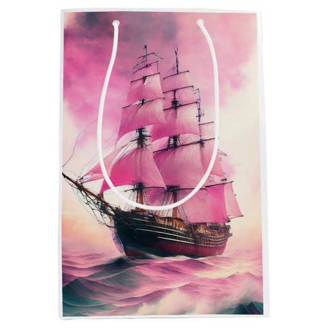 Sacola Para Presentes Média Meias-velas rosa (Frente)