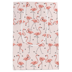 Sacola Para Presentes Média Meio cor-de-rosa do saco do presente dos flamingos