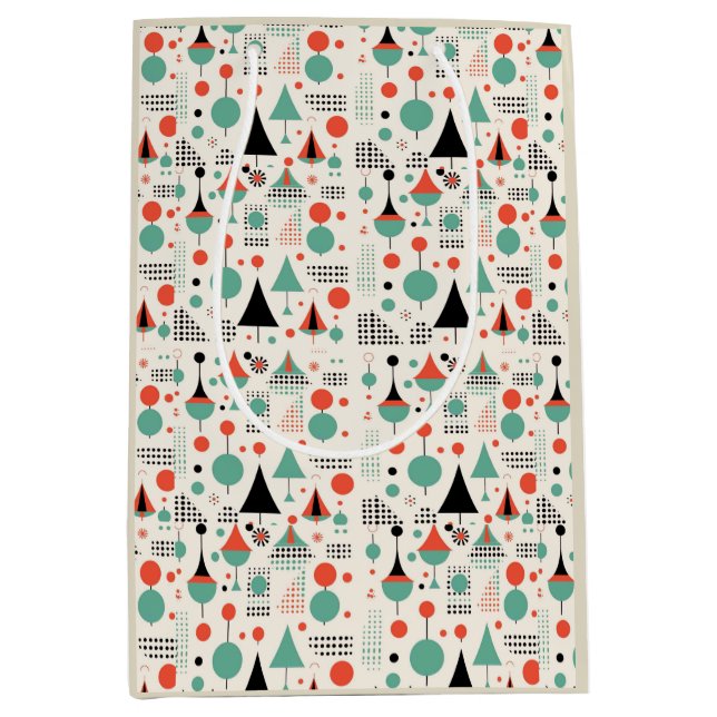 Sacola Para Presentes Média Meio século Atômica Moderno Natal (Frente)