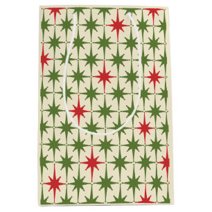 Sacola Para Presentes Média Meio século Modern Retro Starbursts Natal