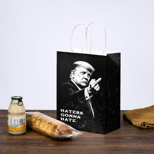 Sacola Para Presentes Média Meme Engraçado Trump Dedo do Meio 2026