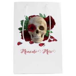 Sacola Para Presentes Média Memento Mori. Caveira com rosas vermelhas