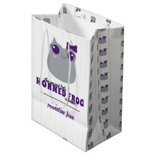 Sacola Para Presentes Média Menina Bebê Sapo Chifrudo Roxo