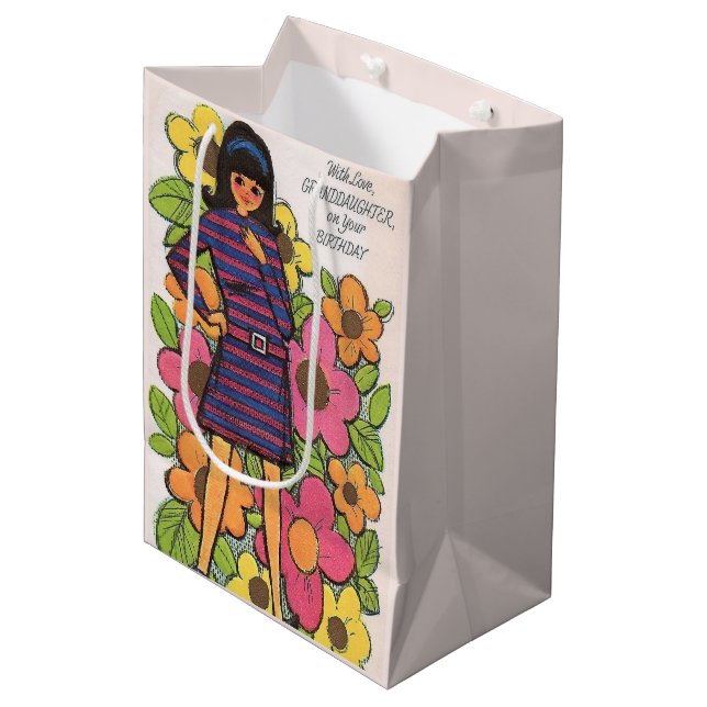 Sacola Para Presentes Média Menina bonita e retrógrada Parabéns Grande Filha (Frente inclinada)