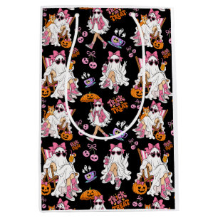 Sacola Para Presentes Média Menina Fantasma Rosa Halloween Fofo Assustador