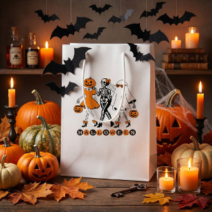Sacola Para Presentes Média Meninas de Halloween Fofas Esqueleto Fantasma Abób