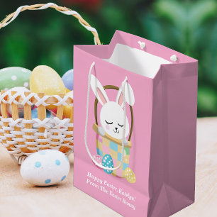 Sacola Para Presentes Média Meninas Personalizadas do Coelhinho Rosa Bonito