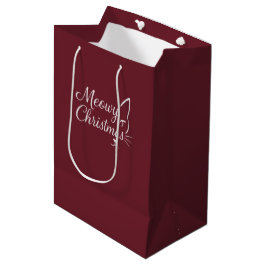 Sacola Para Presentes Média 'Meowy Natal' Presente Elegante Cranberry Profundo