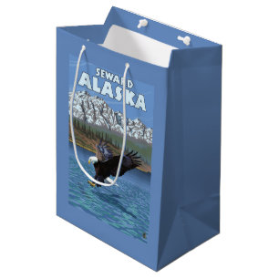 Sacola Para Presentes Média Mergulho da águia americana - Seward, Alaska