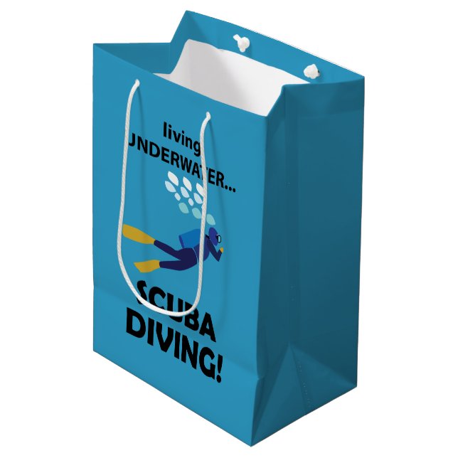 Sacola Para Presentes Média Mergulho Scuba Vivendo Submarino Scuba (Frente inclinada)