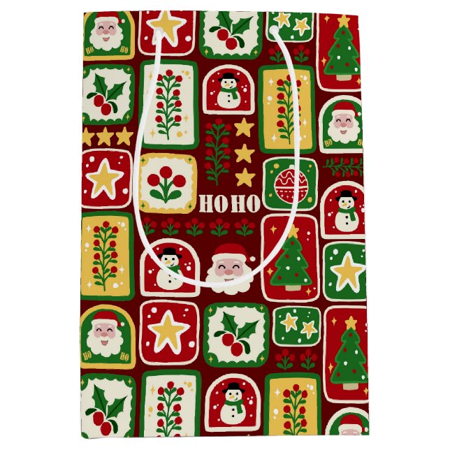 Sacola Para Presentes Média Merry and Bright Christmas  (Frente)