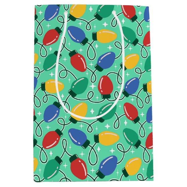 Sacola Para Presentes Média Merry & Bright Lights  (Frente)