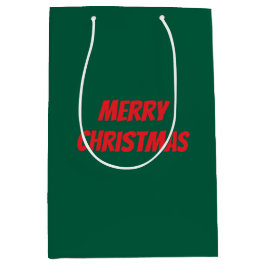 Sacola Para Presentes Média Merry Christmas elegant green &red personalized