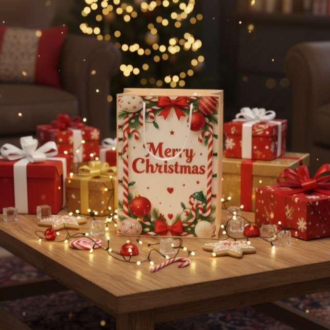 Sacola Para Presentes Média Merry Christmas Gift Bag (Criador carregado)