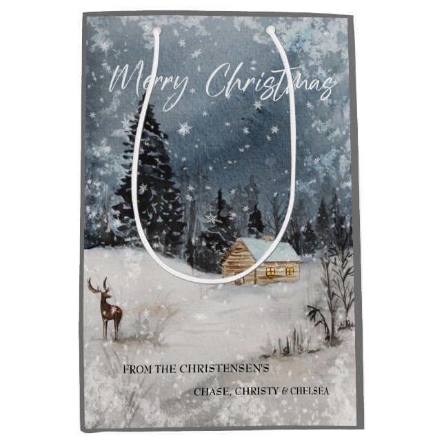 Sacola Para Presentes Média Merry Christmas Gift Bag (Frente)