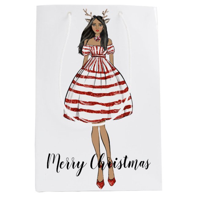 Sacola Para Presentes Média Merry Christmas Gift Bag (Frente)