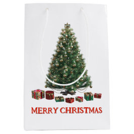 Sacola Para Presentes Média Merry Christmas. Tree (design 1) with gifts
