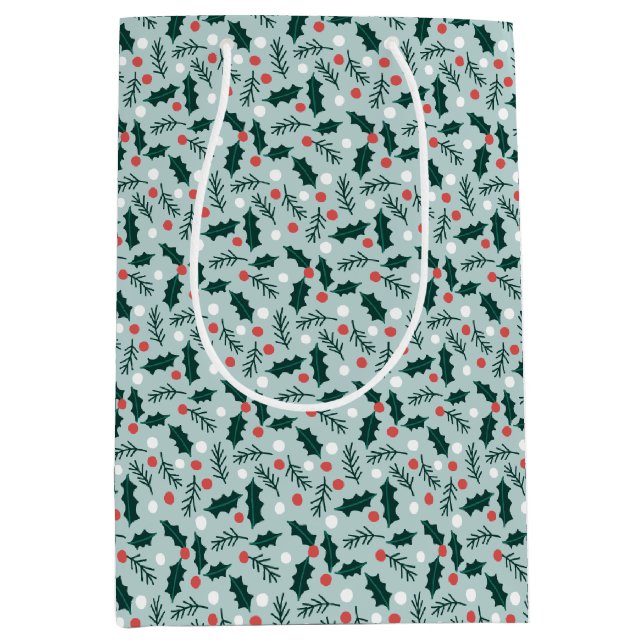 Sacola Para Presentes Média Merry Holly Days (Frente)