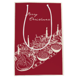 Sacola Para Presentes Média Mesa Personalizada de Feliz Natal com Design Minim