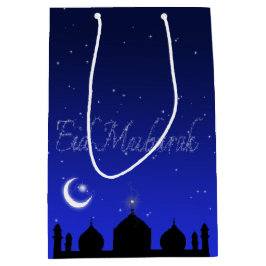 Sacola Para Presentes Média Mesquita das estrelas noturnas de Eid Mubarak