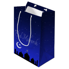 Sacola Para Presentes Média Mesquita das estrelas noturnas de Eid Mubarak