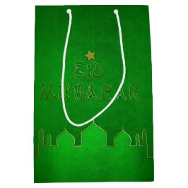 Sacola Para Presentes Média Mesquita Dourada Verde Eid Mubarak